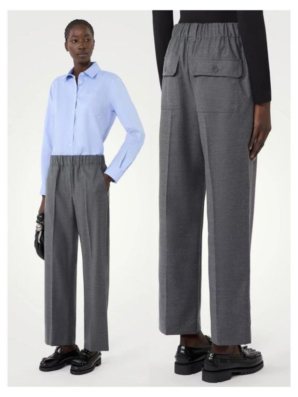 MAX MARA Weekend Virgin Wool Flannel Trousers Size 4 Medium Gray